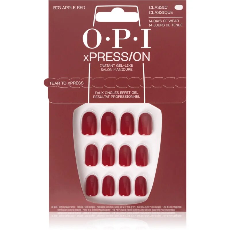 OPI xPRESS/ON umělé nehty Big Apple Red 30 ks