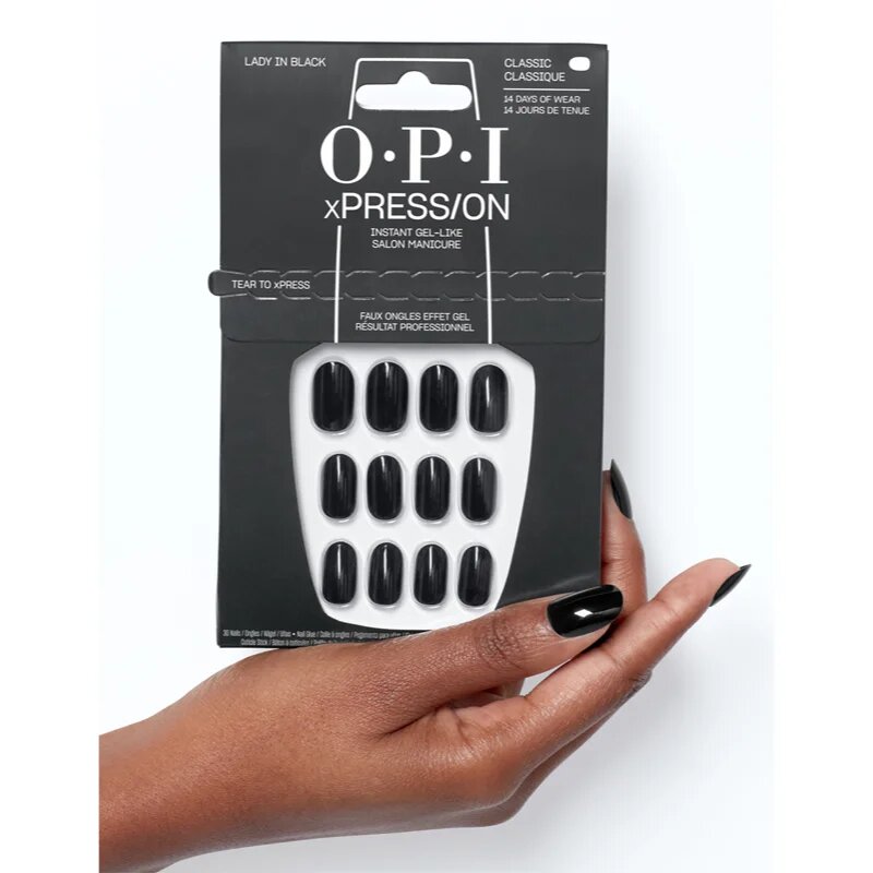 OPI xPRESS/ON umělé nehty Lady in Black 30 ks