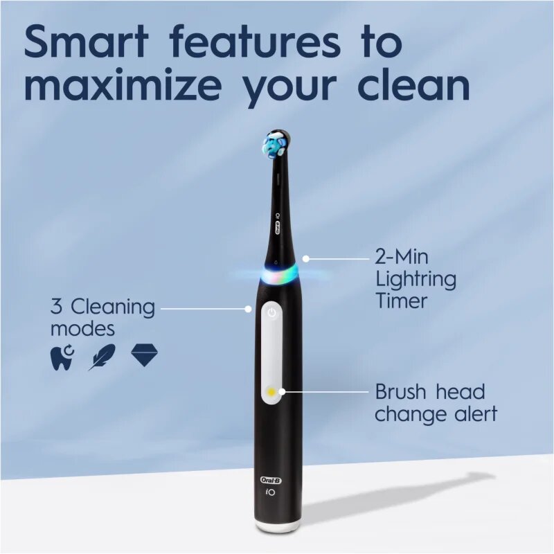 Oral-B iO White Clean elektrický zubní kartáček s pouzdrem na nabíječku Matte Black 1 ks