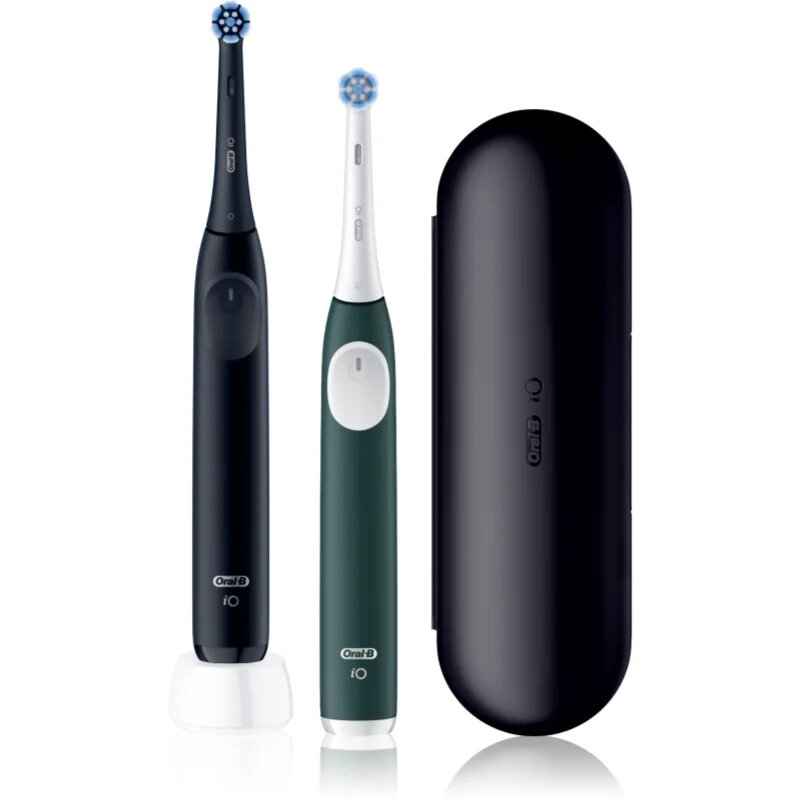 Oral-B iO2 Clean & Gentle elektrický zubní kartáček s pouzdrem DUO BALENÍ Matt Black & Forest Green