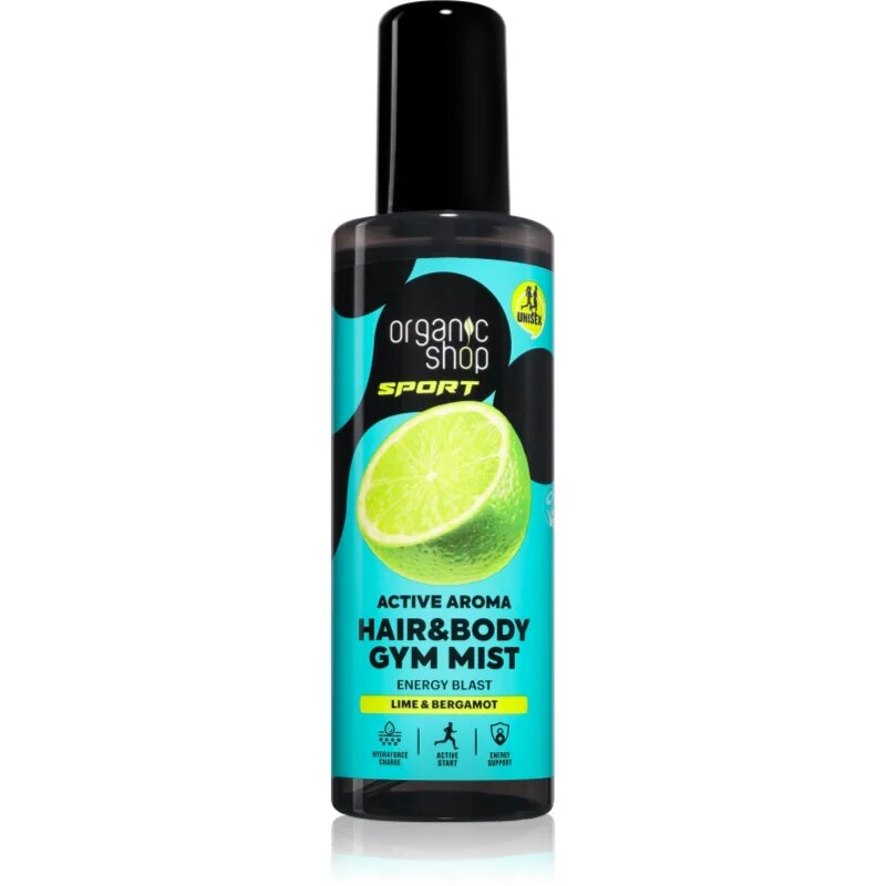 Organic Shop Sport Lime & Bergamot osvěžující mlha na tělo a vlasy 200 ml