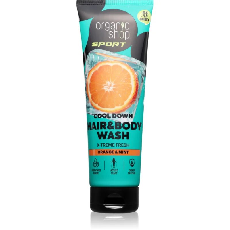 Organic Shop Sport Orange & Mint sprchový gel na tělo a vlasy s osvěžujícím účinkem 200 ml