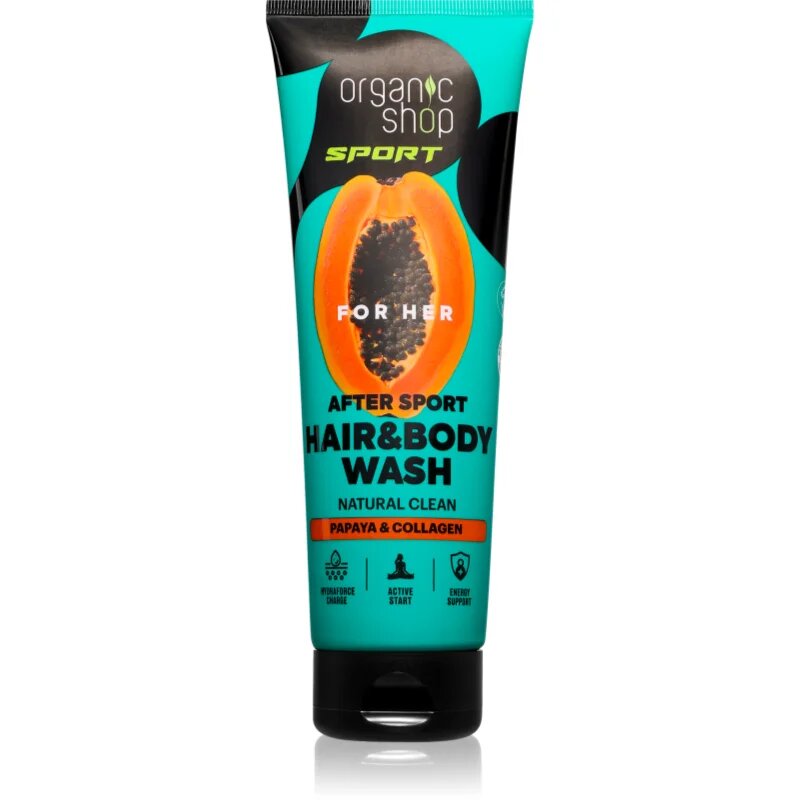 Organic Shop Sport Papaya & Collagen sprchový gel na tělo a vlasy 200 ml