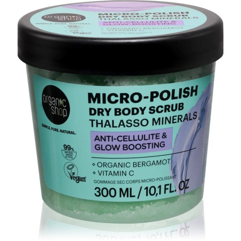 Organic Shop Thalasso Micro-Polish Dry Body Scrub rozjasňující tělový peeling na pokožku s celulitidou 300 ml