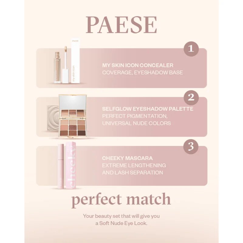 Paese Self Glow Eyeshadow Palette paletka očních stínů odstín Nude 12.5 g