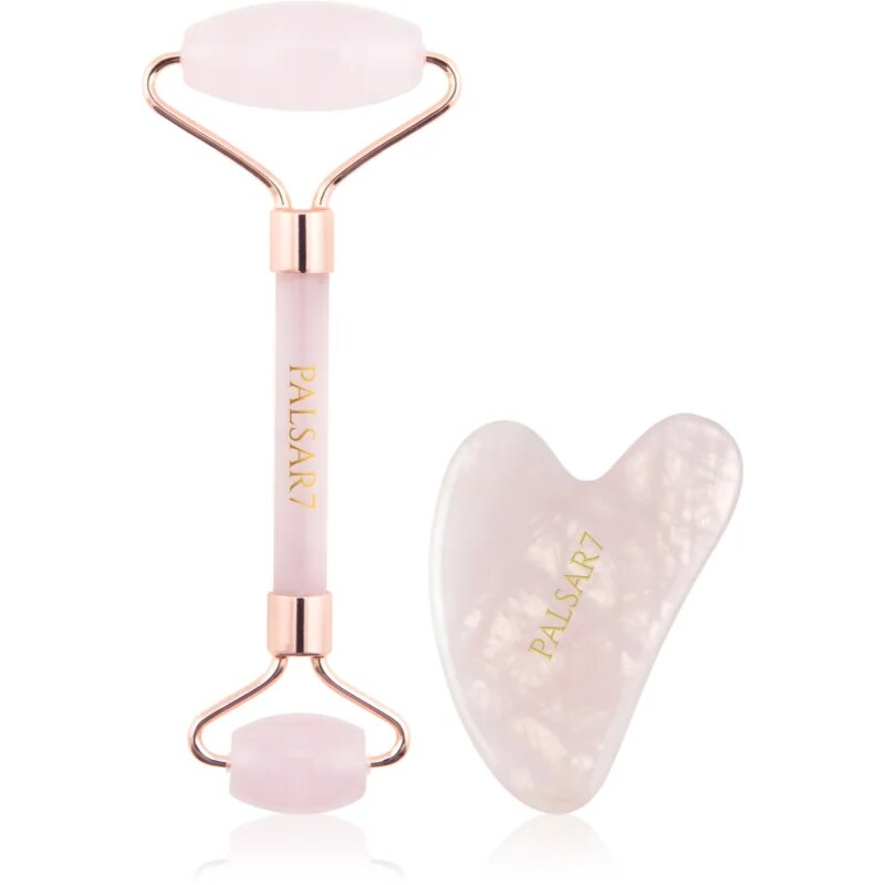 PALSAR7 Massage Roller and Guasha Rose Quartz masážní váleček na obličej a masážní pomůcka