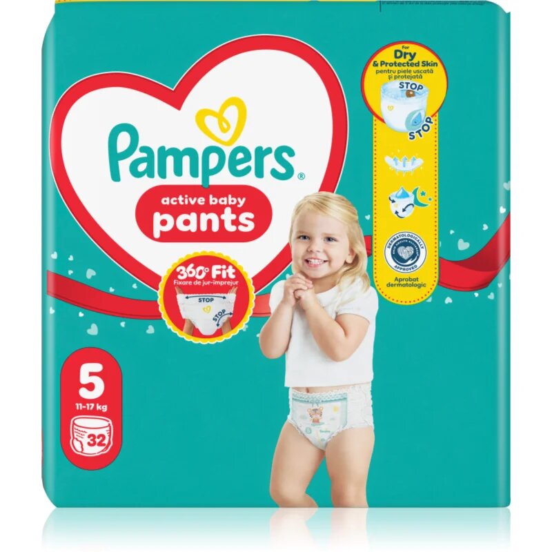 Pampers Active Baby Pants Size 5 jednorázové plenkové kalhotky 11-17 kg 32 ks
