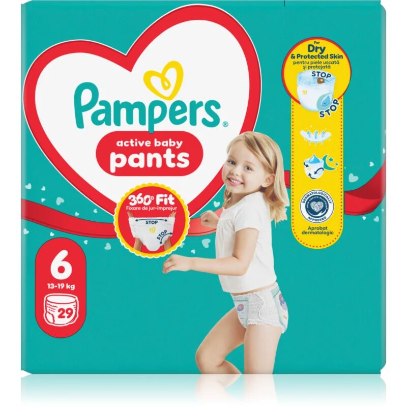 Pampers Active Baby Pants Size 6 jednorázové plenkové kalhotky 13-19 kg 29 ks