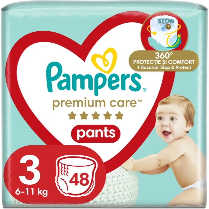Pampers Premium Care Pants Size 3 jednorázové plenkové kalhotky 6-11kg 48 ks