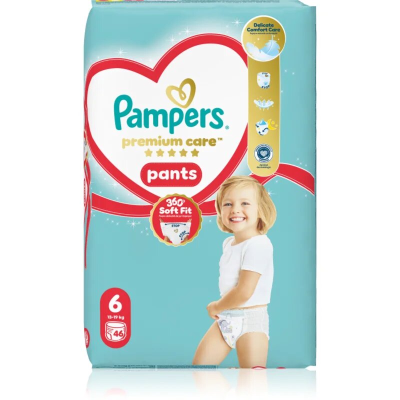 Pampers Premium Care Pants Size 6 jednorázové plenkové kalhotky 13-19 kg 46 ks