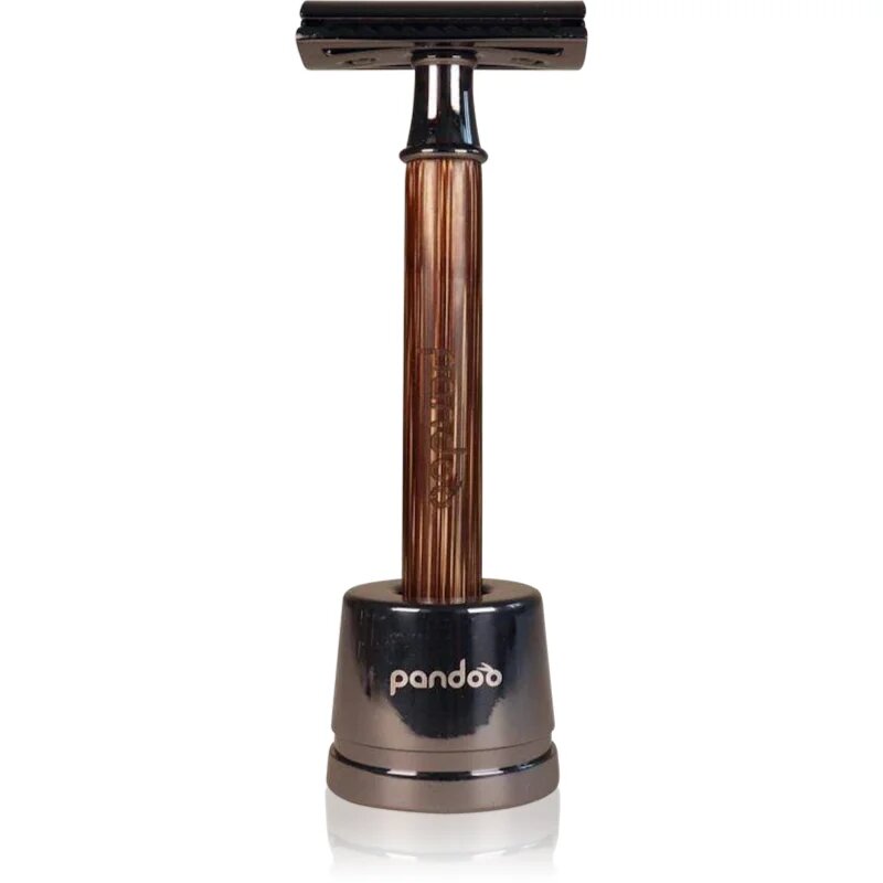 Pandoo Bamboo Safety Razor holicí strojek + náhradní hlavice 10 ks Slim Handle 1 ks