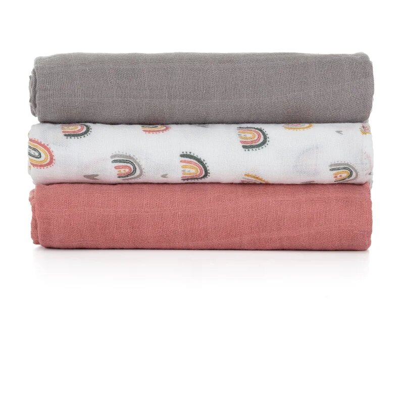 Petite&Mars Moussy látkové pleny Rose Rainbows 68 x 68 cm 3 ks