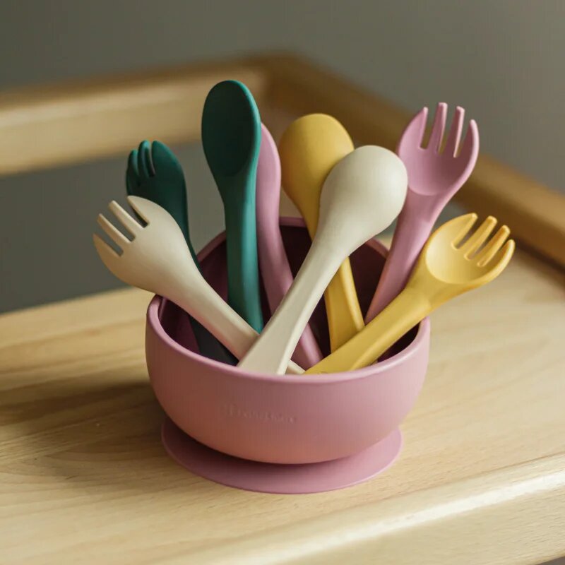 Petite&Mars Take&Match Silicone Cutlery příbor Desert Sand 6 m+ 2 ks