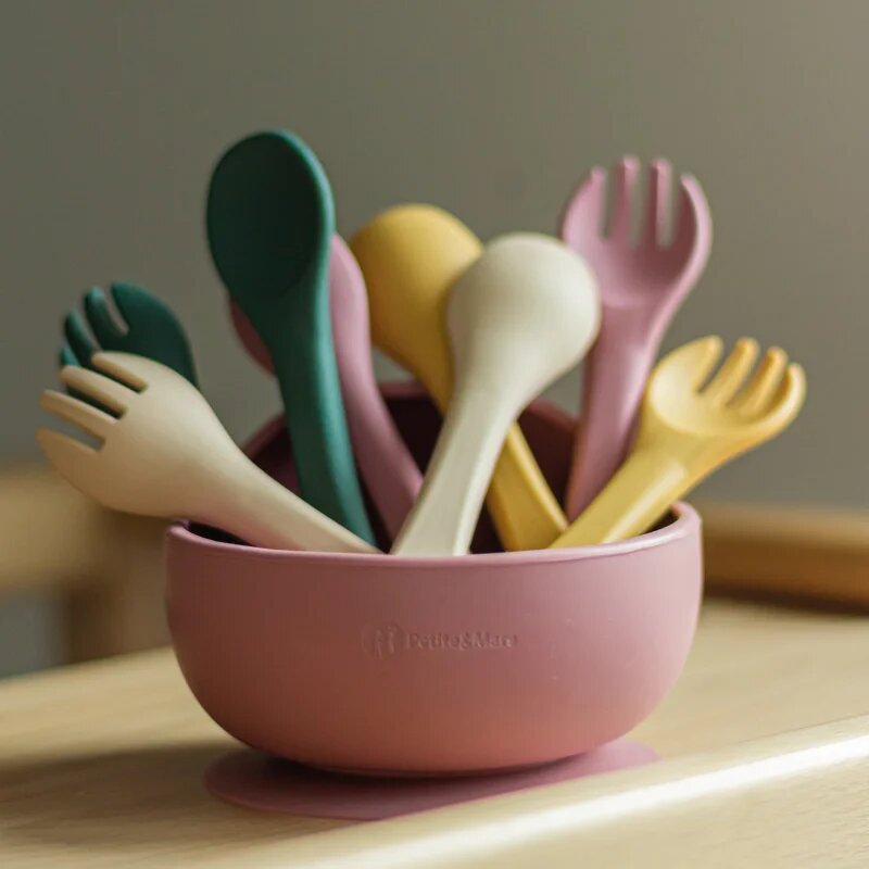 Petite&Mars Take&Match Silicone Cutlery příbor Misty Green 6 m+ 2 ks