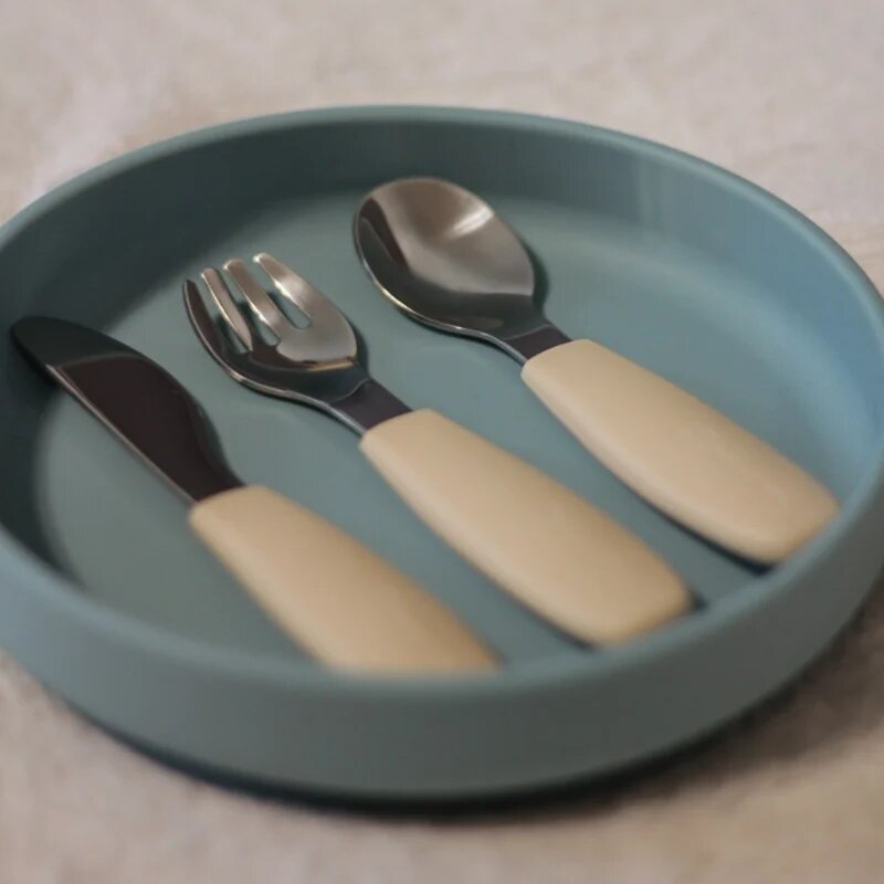 Petite&Mars Take&Match Stainless Steel Cutlery Set příbor pro děti Desert Sand 12m+ 3 ks