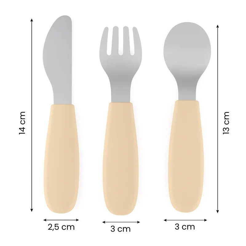 Petite&Mars Take&Match Stainless Steel Cutlery Set příbor pro děti Desert Sand 12m+ 3 ks