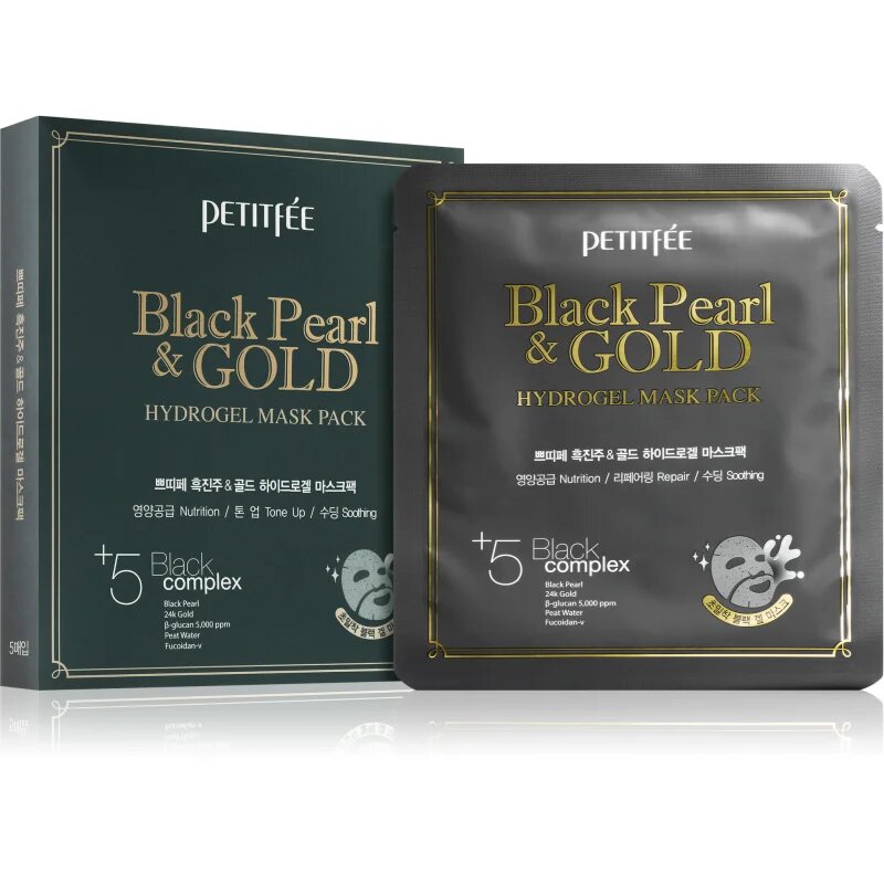 Petitfée Black Pearl & Gold intenzivní hydrogelová maska s 24karátovým zlatem 5x32 g