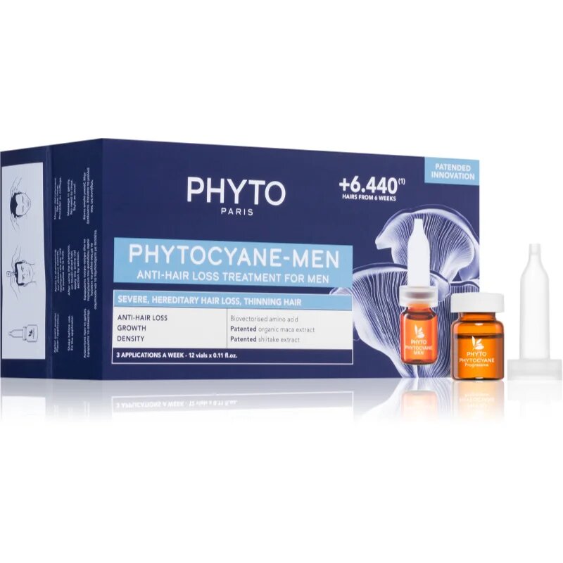 Phyto cyane Anti-Hair Loss Treatment For Men péče pro podporu růstu a proti vypadávání vlasů 12x3.5 ml