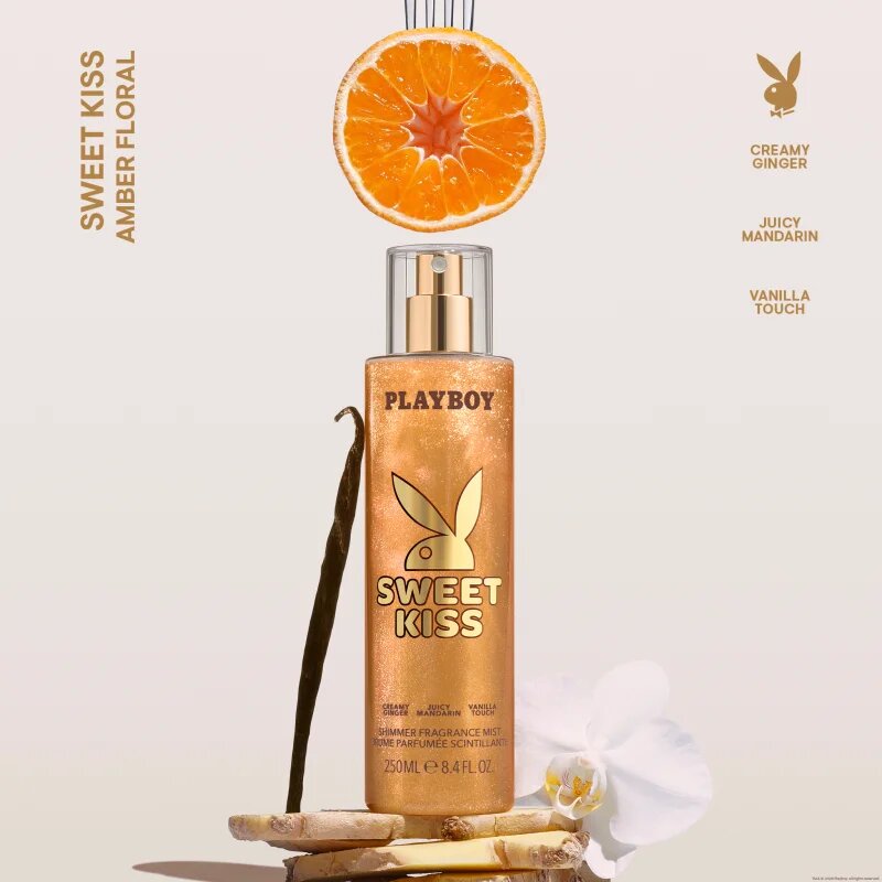 Playboy Sweet Kiss tělový sprej se třpytkami pro ženy 250 ml