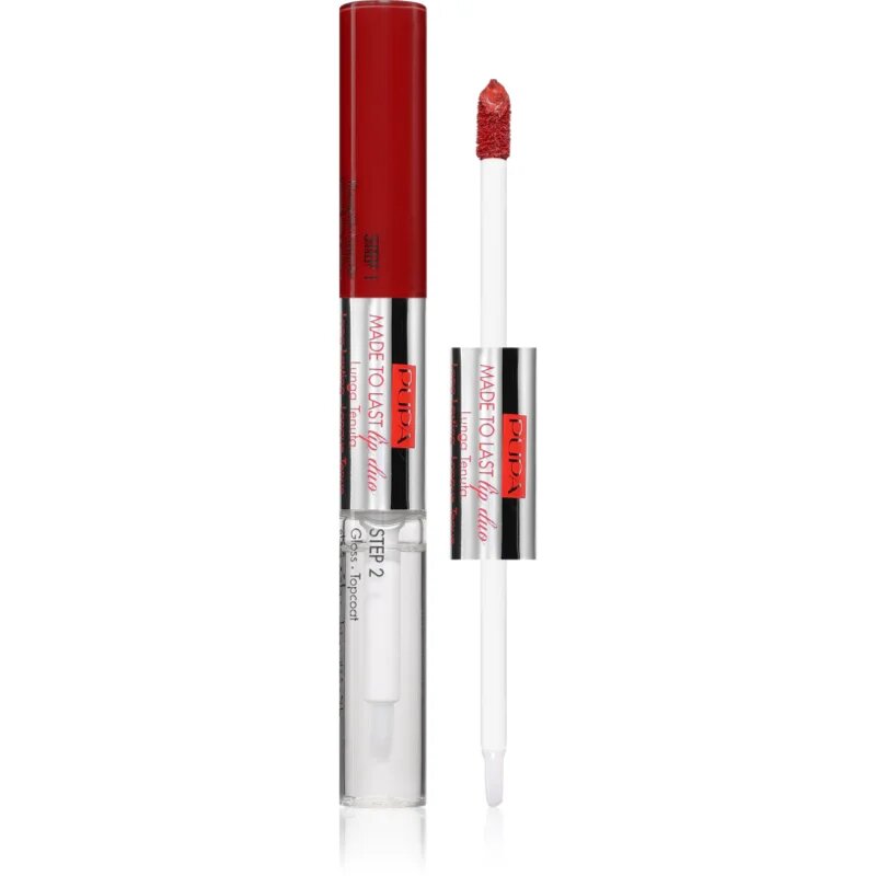 PUPA Milano Made to Last Lip Duo dlouhotrvající tekutá rtěnka s leskem odstín 005 - Deep Ruby 2x4 ml