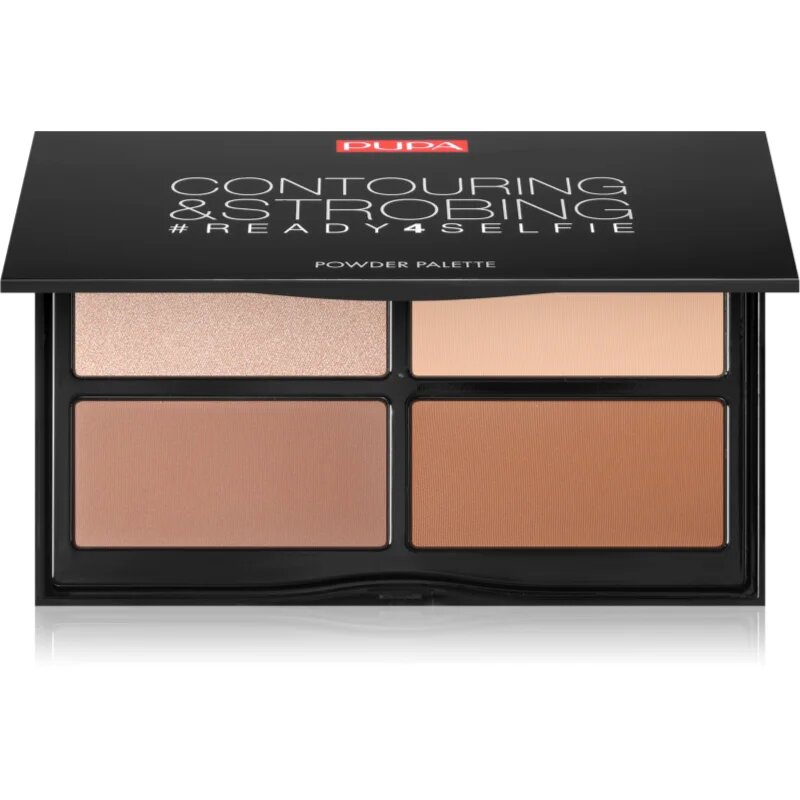 PUPA Milano #READY4SELFIE Contouring & Strobing konturovací paletka s rozjasňovačem odstín 003 Dark Skin 175 g