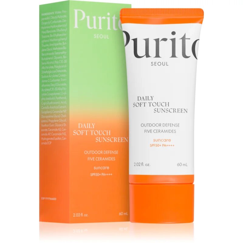 Purito Daily Soft Touch Sunscreen lehký ochranný krém na obličej SPF 50+ 60 ml