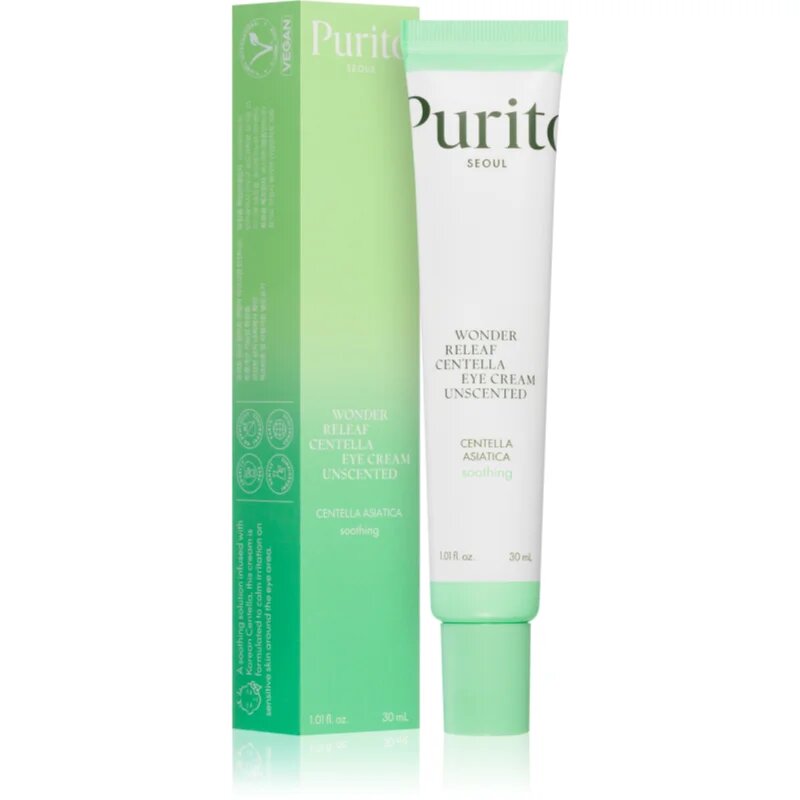 Purito Wonder Releaf Centella Eye Cream Unscented lehký oční krém proti otokům a tmavým kruhům 30 ml