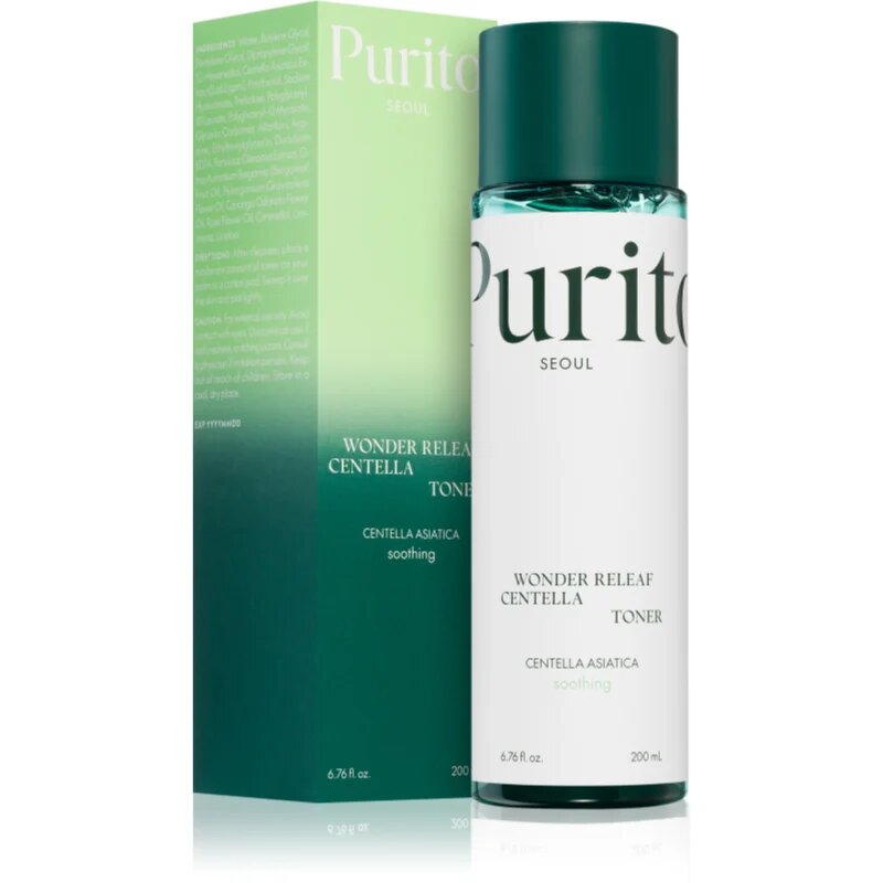 Purito Wonder Releaf Centella Toner hydratační tonikum pro zklidnění a posílení citlivé pleti 200 ml