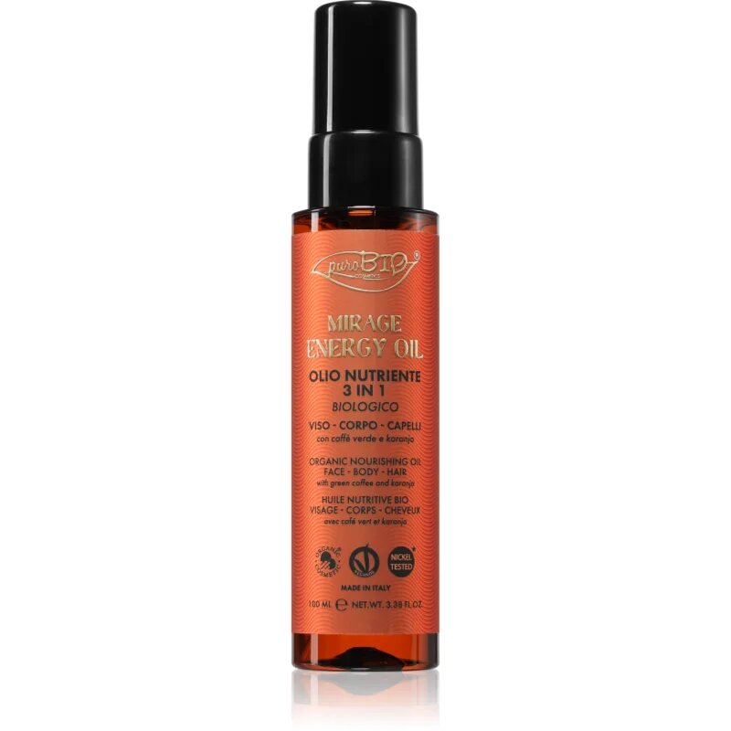 puroBIO Cosmetics Mirage Energy Oil multifunkční olej na obličej tělo a vlasy 100 ml