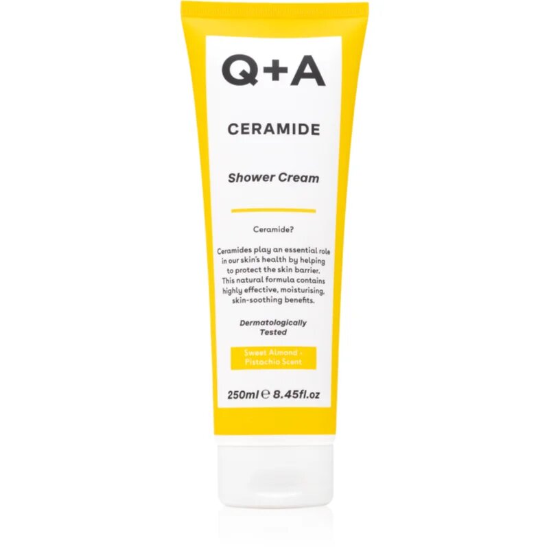Q+A Ceramide sprchový krém pro posílení kožní bariéry vůně Sweet Almond + Pistachio 250 ml