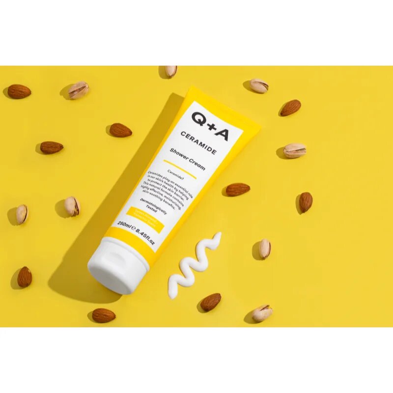 Q+A Ceramide sprchový krém pro posílení kožní bariéry vůně Sweet Almond + Pistachio 250 ml