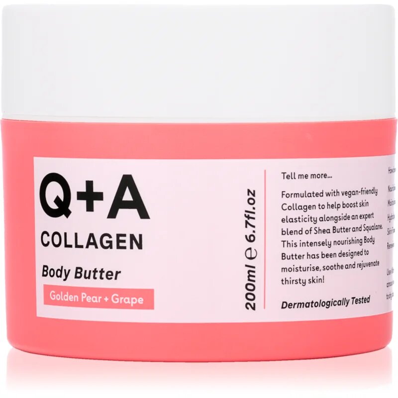Q+A Collagen tělové máslo s vyživujícím účinkem vůně Golden Pear + Grape 200 ml