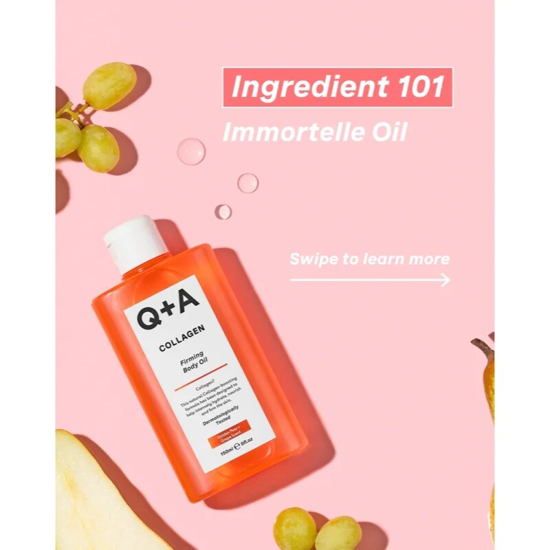 Q+A Collagen zpevňující tělový olej vůně Golden Pear & Grape 150 ml