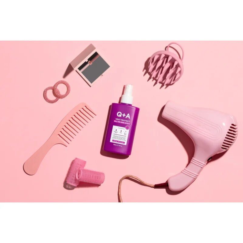 Q+A Heat Protect All-In-One ochranný sprej na tepelnou úpravu vlasů 150 ml