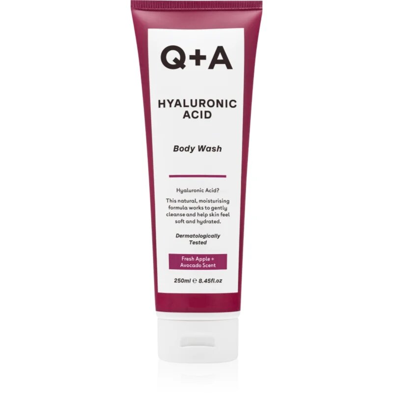Q+A Hyaluronic Acid hydratační sprchový gel s kyselinou hyaluronovou vůně Fresh Apple + Avocado 250 ml