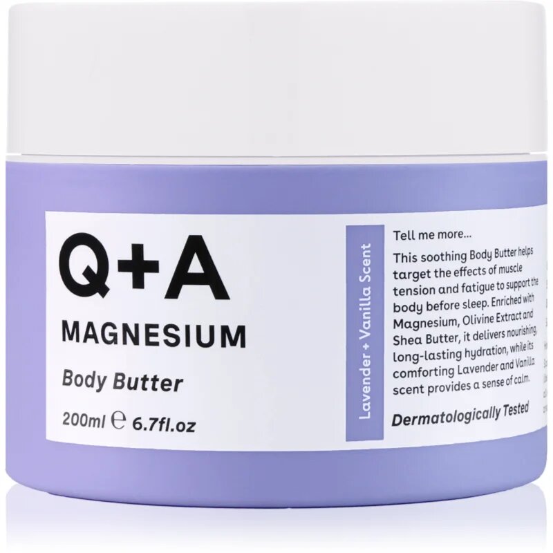 Q+A Magnesium tělové máslo vůně Lavender + Vanilla 200 ml