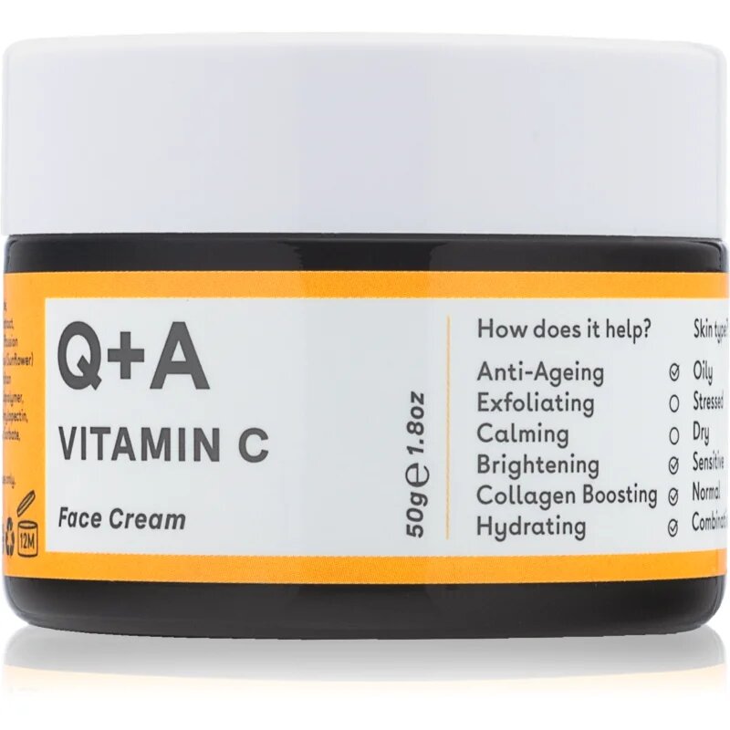 Q+A Vitamin C hydratační a rozjasňující pleťový krém bez parfemace 50 g