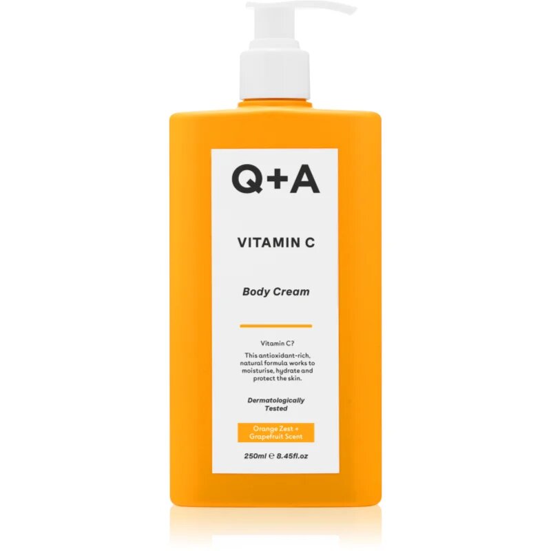 Q+A Vitamin C rozjasňující tělový krém vůně Orange zest + Grapefruit 250 ml