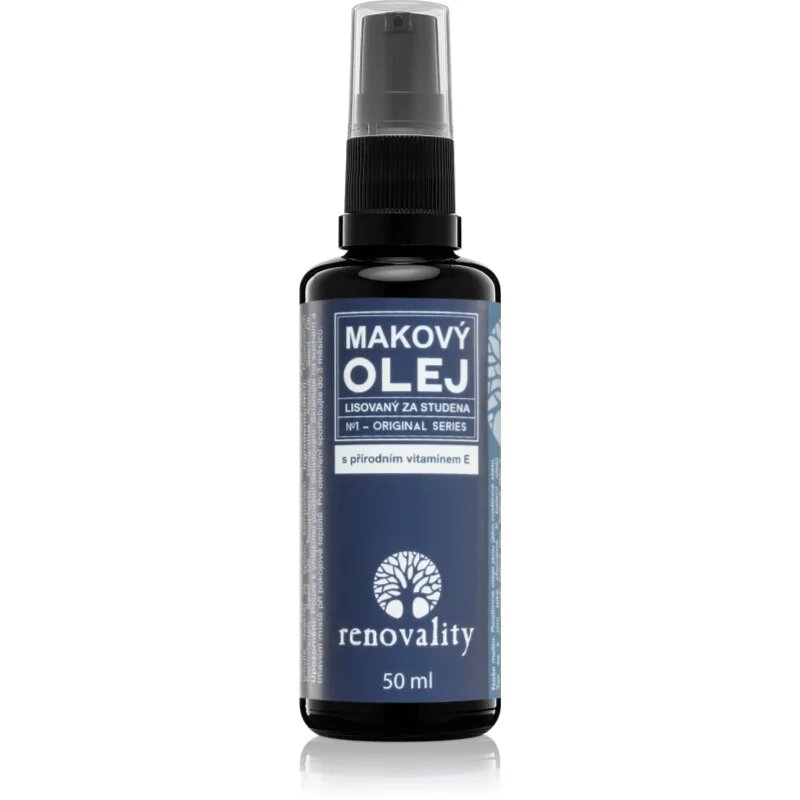 Renovality Original Series Makový olej s přírodním vitamínem E pleťový olej pro všechny typy pleti 50 ml