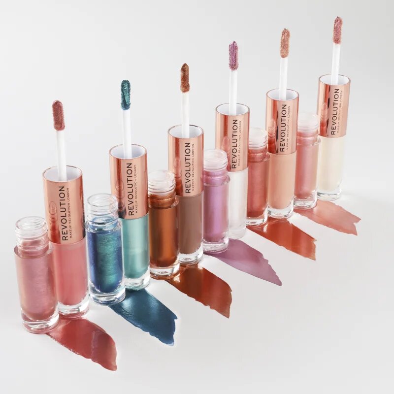 Revolution Double Up tekuté oční stíny 2 v 1 odstín Blissful Pink 2x2.2 ml