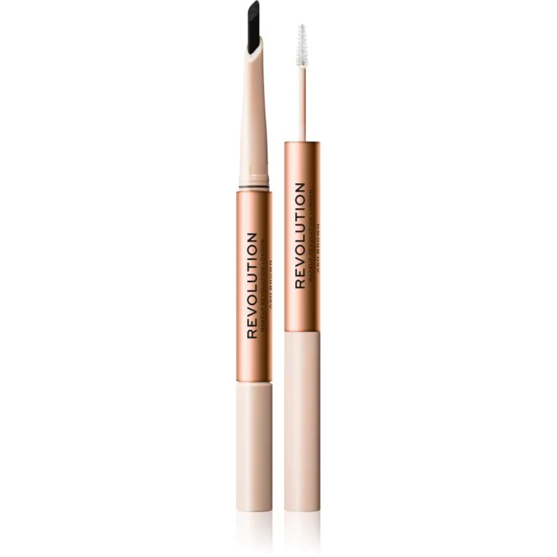 Revolution Fluffy Brow Filter Duo oboustranná tužka na obočí pro fixaci a tvar odstín Ash Brown 0.12 g