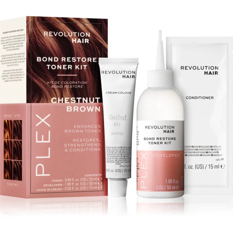 Revolution Haircare Plex Bond Restore Kit sada pro zvýraznění barvy vlasů odstín Chestnut Brown 1 ks