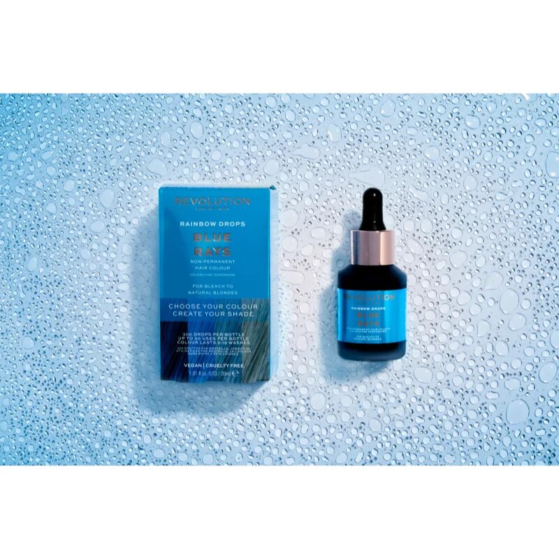 Revolution Haircare Rainbow Drops tónovací barva na vlasy odstín Blue Rays 30 ml
