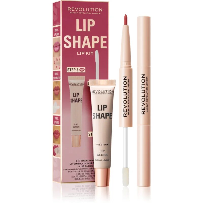Revolution Lip Shape Kit sada na rty odstín Rose Pink 1 ks