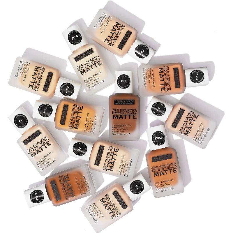 Revolution Relove Super Matte Foundation dlouhotrvající matující make-up odstín F8.5 24 ml