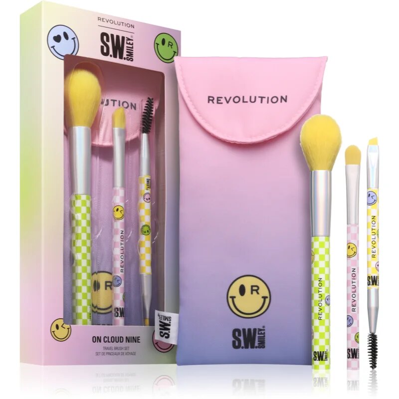 Revolution S.W.Smiley On Cloud Nine sada štětců s taštičkou 3 ks