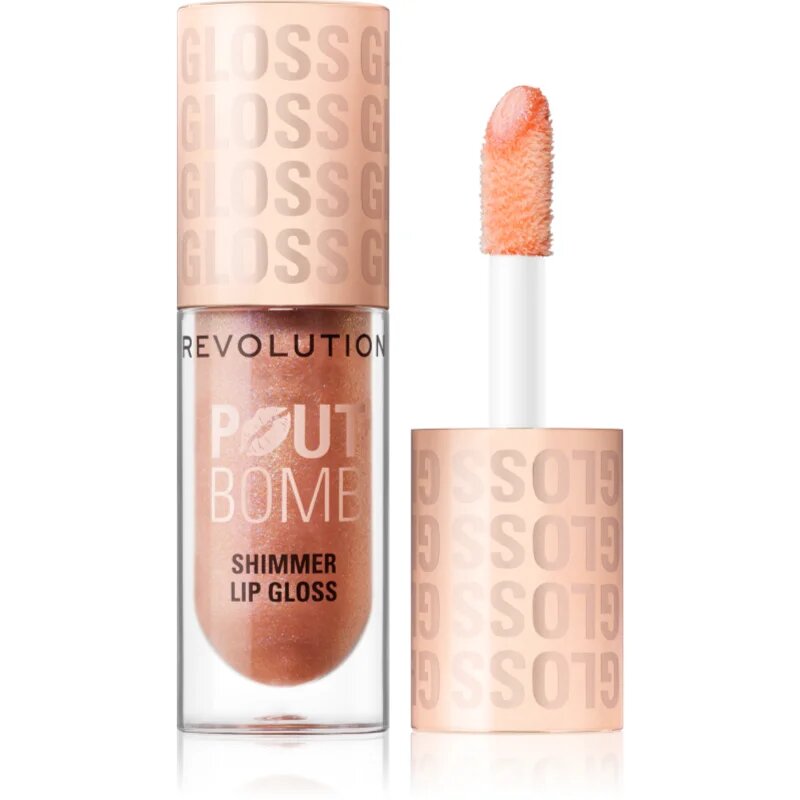 Revolution Shimmer Gloss třpytivý lesk na rty odstín Glimmer Nude 4.5 ml