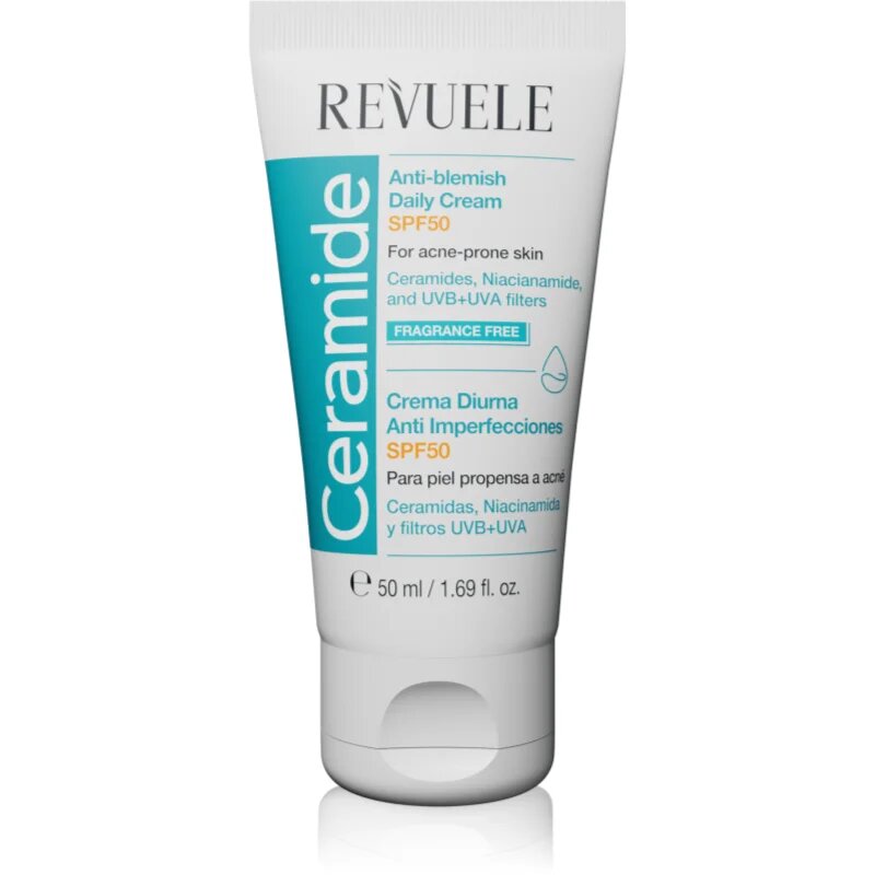 Revuele Ceramide Anti-Blemish Daily Cream denní ochranný krém pro problematickou pleť akné SPF 50 50 ml