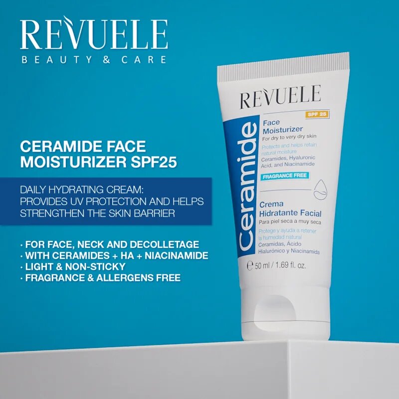 Revuele Ceramide Face Moisturizer SPF 25 denní ochranný krém pro suchou až velmi suchou pleť SPF 25 50 ml