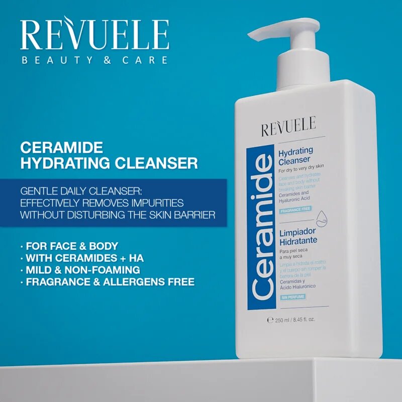 Revuele Ceramide Hydrating Cleanser mycí gel na obličej a tělo pro suchou až velmi suchou pokožku 250 ml